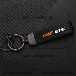 Duke Motorcycle Carbon Fiber Leather Keychain with Zinc Alloy Emblem (DUKE 125 LOGO)