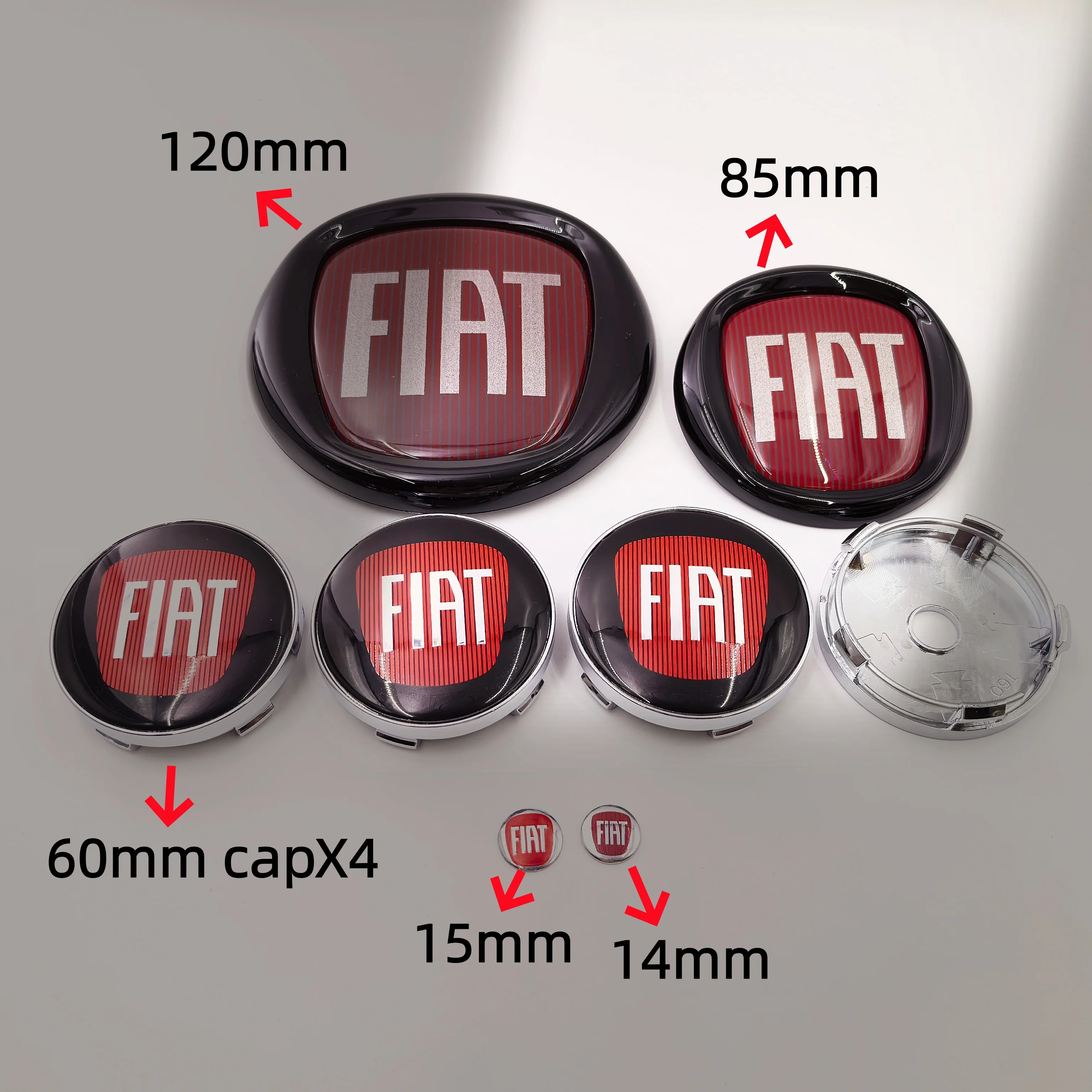 8-teiliges Set Fiat Auto-Embleme Motorhaube Kofferraum Logo-Abzeichen 85/120mm Vordere Motorhaube & Hinterer Kofferraum Fiat Logos zur Autodekoration – Detail 16