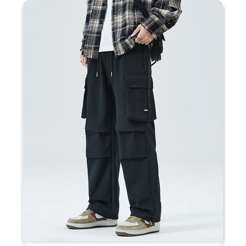 

New fall vintage overalls men's loose straight leg casual pants