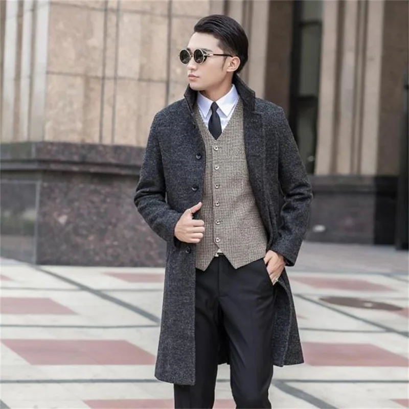 dark grey mens overcoat