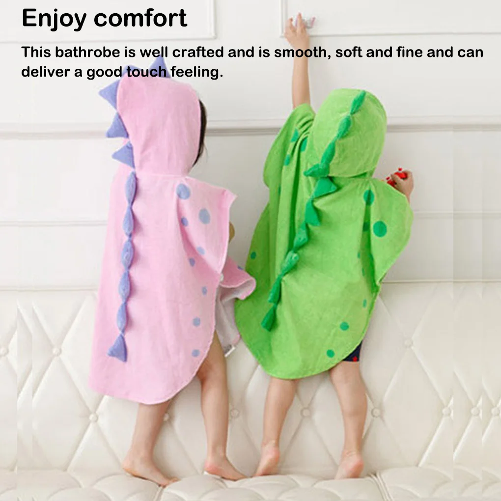 Hotel Children Hooded Bath Robe Kids Cartoon Adorable Bathrobe Green M