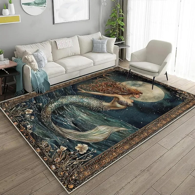 Retro Living Room Carpet Large Area Butterfly Floral Print Bedroom Rug Machine Washable Non-slip Coffee Table Sofa Mats Alfombra