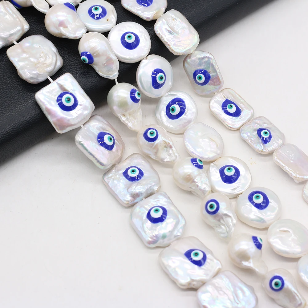 Natural Pearl Beaded Baroque Square Rectangular Single-sided Eye-shaped Beads for DIY Jewelry Making Necklace Bracelet 36cm