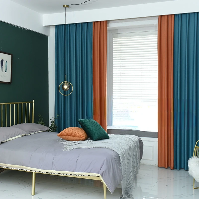 

Weiss cotton color matching thickened semi-shading curtains living room balcony children's room curtain cloth 1