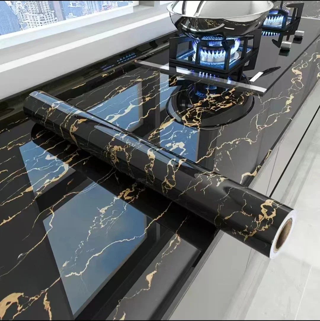 6M Vinyl Oil Proof Marble Wallpaper for Kitchen Countertop Cabinet Shelf PVC Self-Adhesive Waterproof Contact Paper for Bathroom sexy leopard print wallpaper with self adhesive removable pvc wall sticker shelf drawer liner moisture proof pvc mat 40x250cm