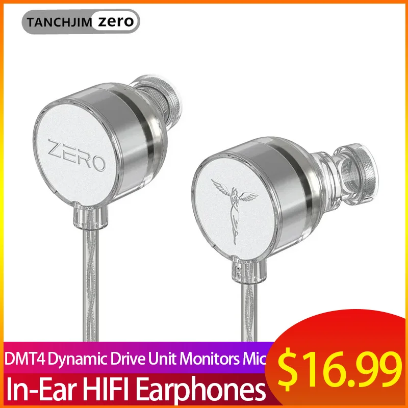 

TANCHJIM ZERO In-Ear HIFI Earphones IEMs Wired Earphones DMT4 Dynamic Drive Unit Monitors Mic Copper OFC Silver Plated Cable