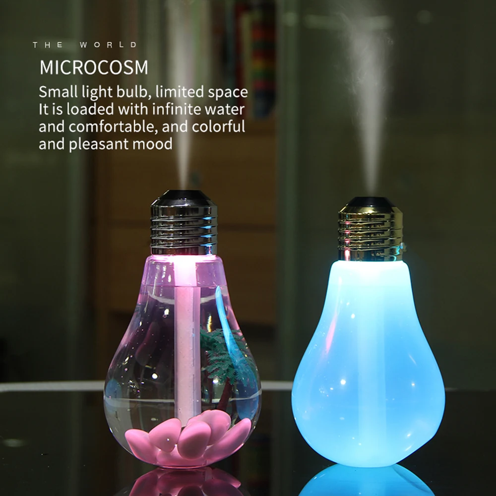 

400ml Colorful Light Bulb Air Humidifier Essential Oil Diffuser Atomizer Freshener Mist sprayer Car Home Silent Humidifier