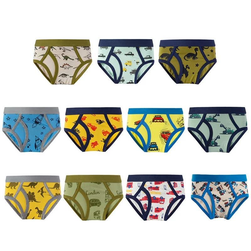 Boys Cotton Briefs Solid Cotton Skin-Friendly Cartoon Print Triangle Underpants Kids Fashion Breathable Underwear 1-12Y boys underwear