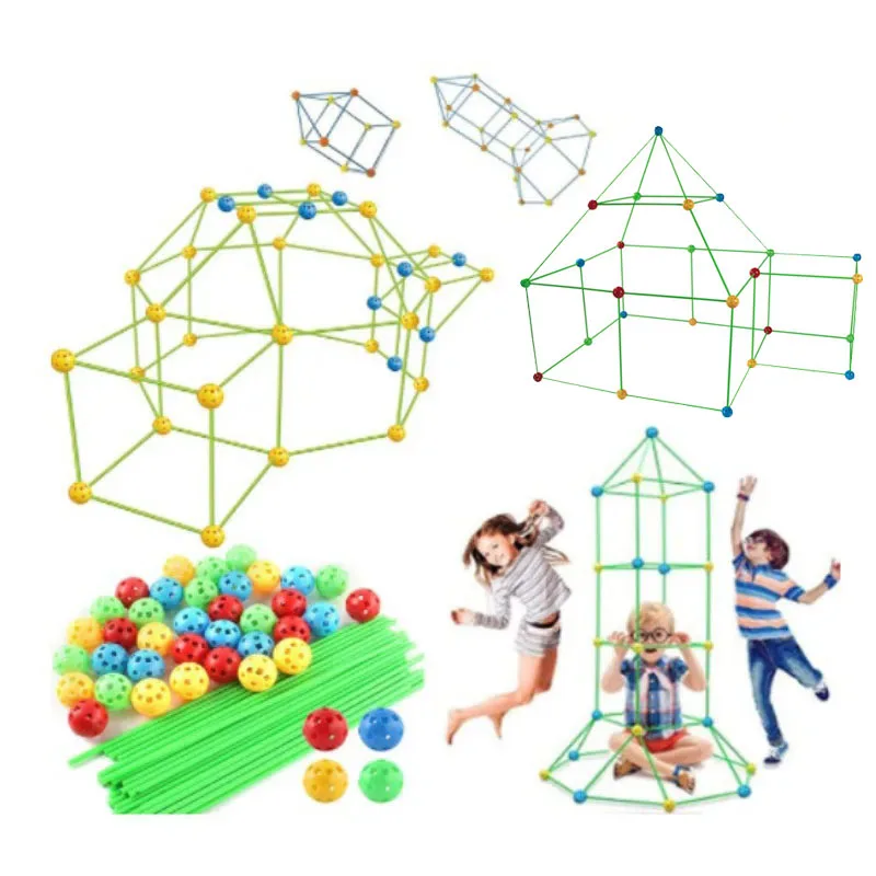 Bambini creativi Fort Building Blocks tenda da interno Kit di mattoni fai da te edificio educativo castello giocattoli assemblati giochi di palla regalo giocattolo