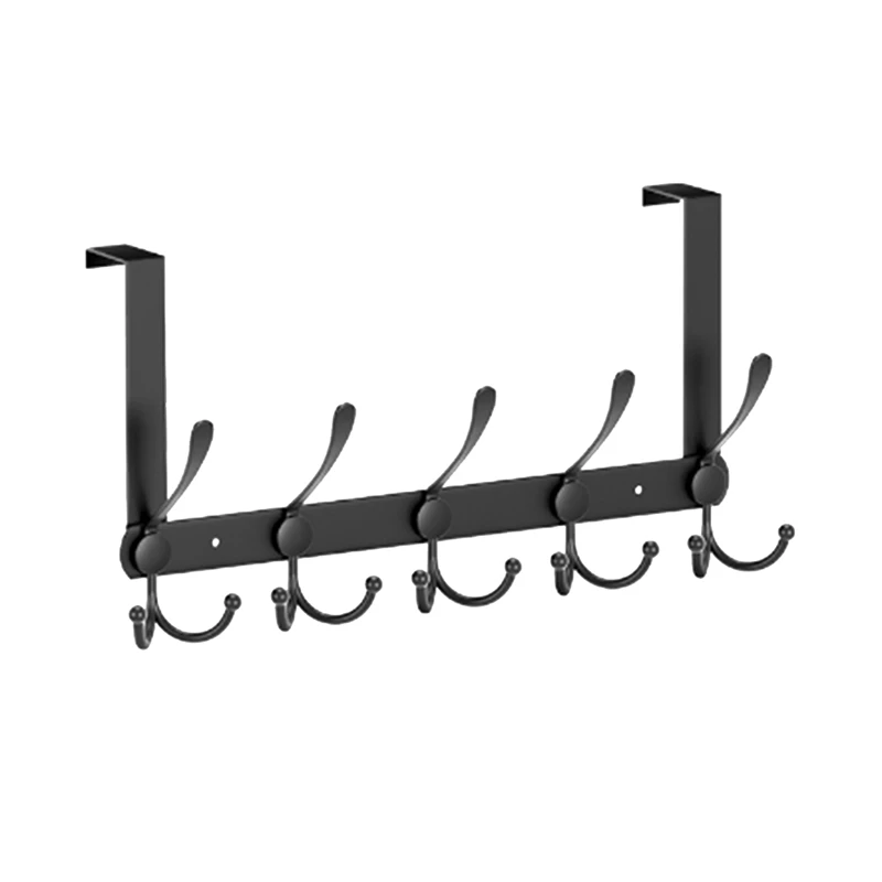 

Matte Black Over-The-Door Metal Coat Rack Kit - Robust, Space-Saving, Easy-To-Install