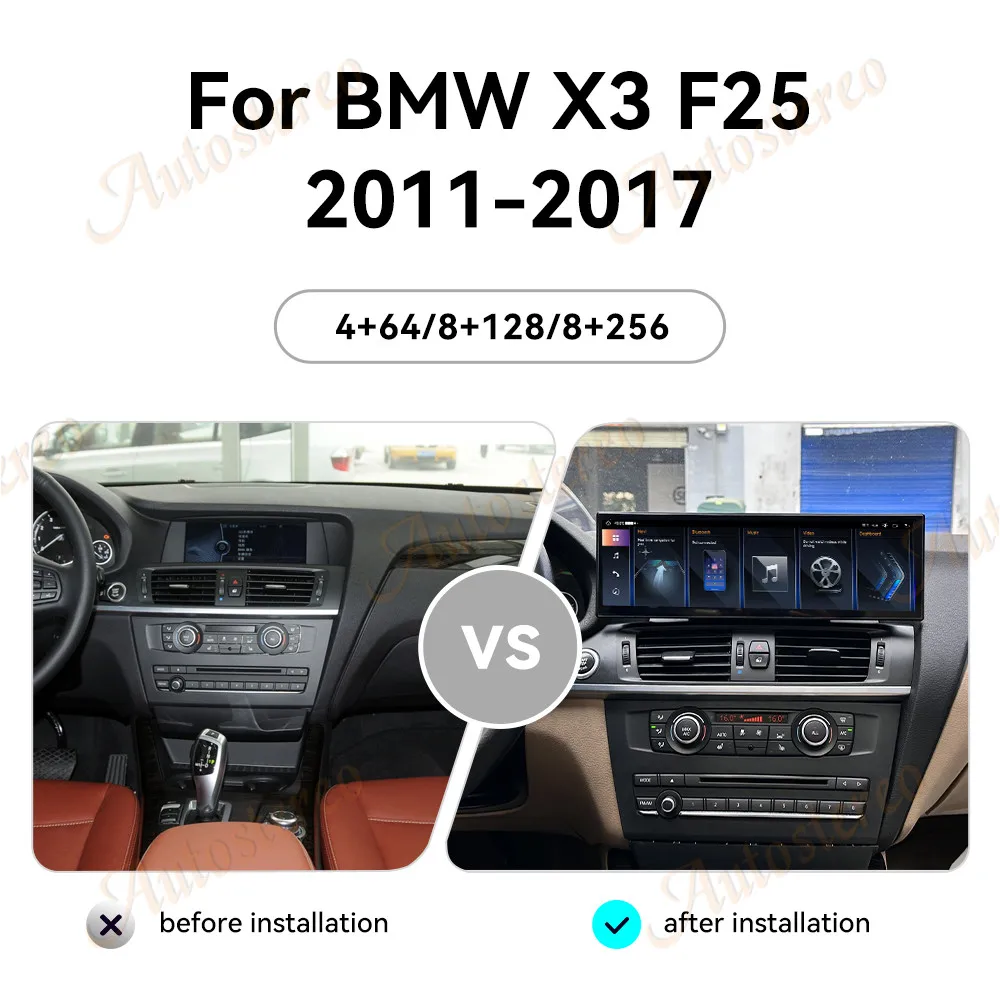 14.9 Inch Android 14 For BMW X3 X4 Series F25 F26 2011-2017 Car Multimedia Playe