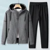 Men Running Sports Tracksuits Sets Hoodies Zipper Outwear Sportwear+Sweatpants Sets Male Workout Sports Outfit Autumn Spring 3