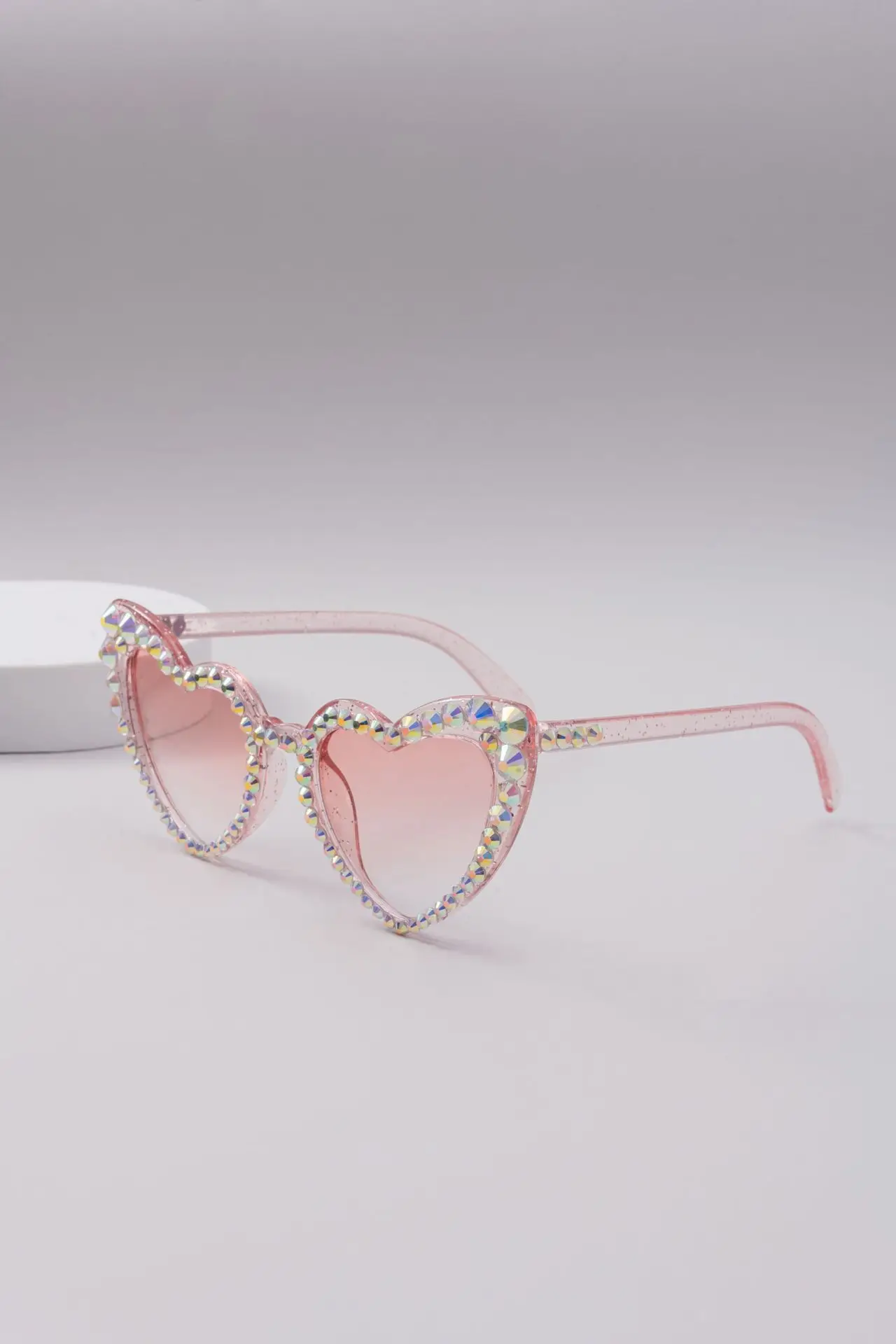 

Heart Shaped Diamond Studded Sunglasses for Women Cute Peach Heart Sunglasses Party Cat Eye Sun Glasses Girls
