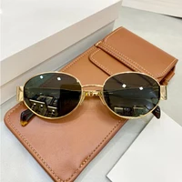 1 шт./2 шт./3 шт. металлические модные женские солнцезащитные очки, элитные брендовые очки в овальной оправе, классические цвета — изображение 4