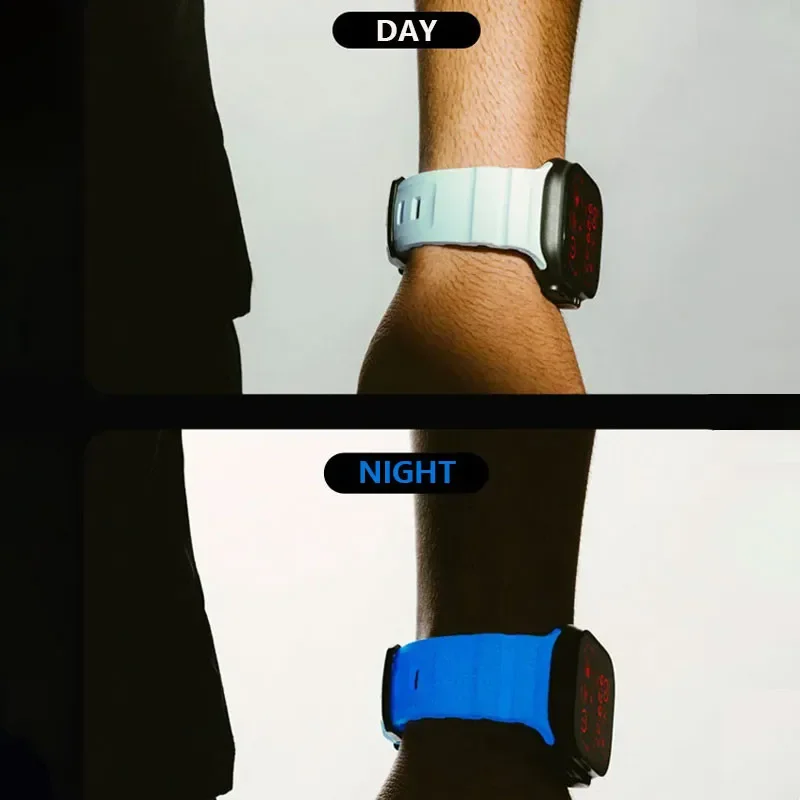 Luminous Sport Silicone & Titanium Metal Watch Band Bracelet