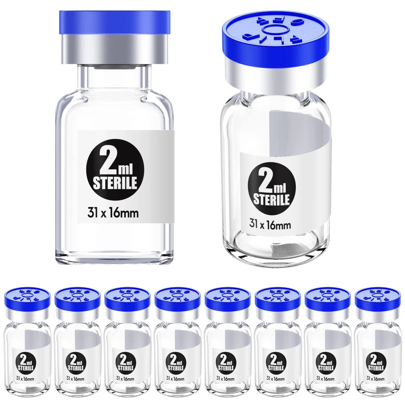 Sterile Empty Vials Self Healing Injection Port Flip Off Aluminum Cap Sterile Package