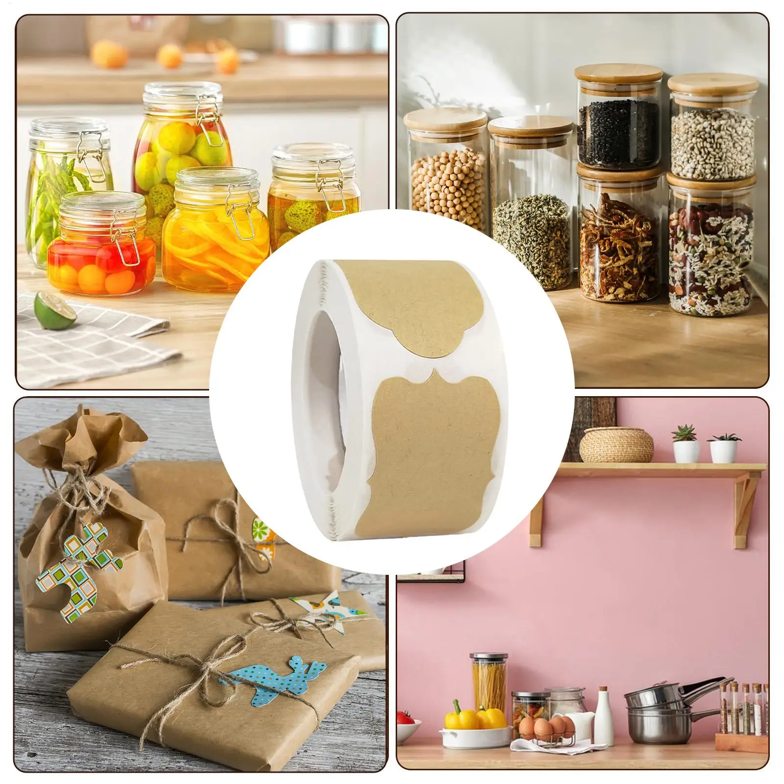 식품 용기 라벨 스티커용 탈부착 가능 방수 접착식 종이 데칼, 항아리, 선물 및 공예품용 자가 접착 라벨