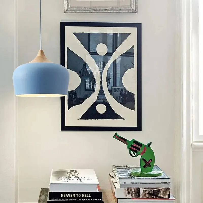 

Современные фонари, скандинавский деревянный подвесной светильник для макарон, лампа для ресторана, кухни, спальни, алюминиевые лампы