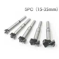 5Pcs Forstner Carbon Steel Boring Drill Bits Woodworking Self Centering Hole Saw Tungsten Carbide Wood Cutter Tool Set 15-35mm