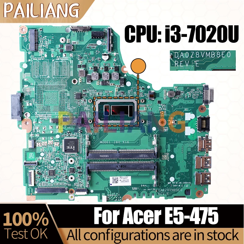 Материнская плата для ноутбука ACER E5-475 DA0Z8VMB8E0 NBVE41100A SR3M6 i3-7020U