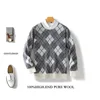 Autumn Winter Men's 100% Merino Wool Multicolor Sweater Round Neck Pullover Cashmere Thickening Tops Long Sleeve Knitwear Soft 4