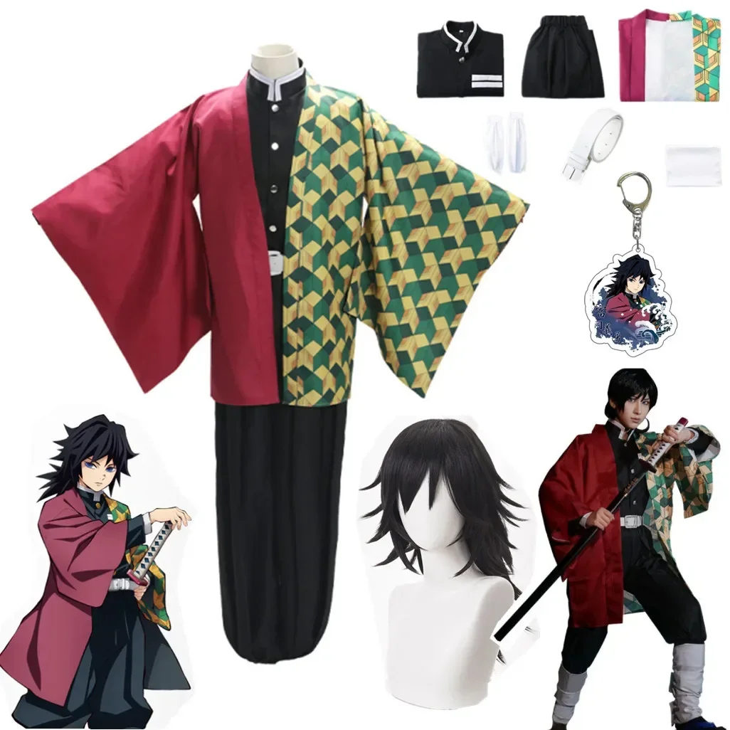 

Anime Demon Slayers Kimetsu no Yaiba Tomioka Giyuu Cosplay Costume Kimono Halloween Christmas Party Clothes Adult Kids