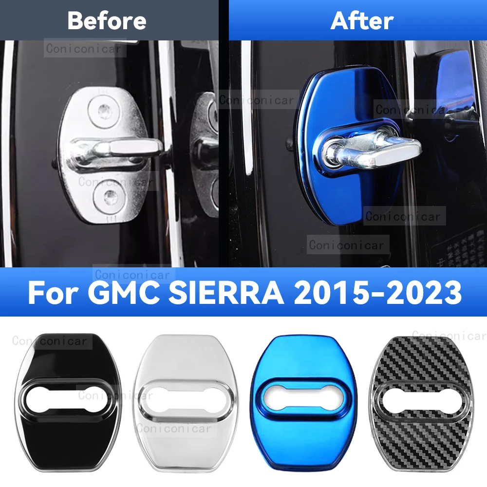 Car Door Lock Protector Cover Stainless Steel For GMC SIERRA 2015-2023 ...