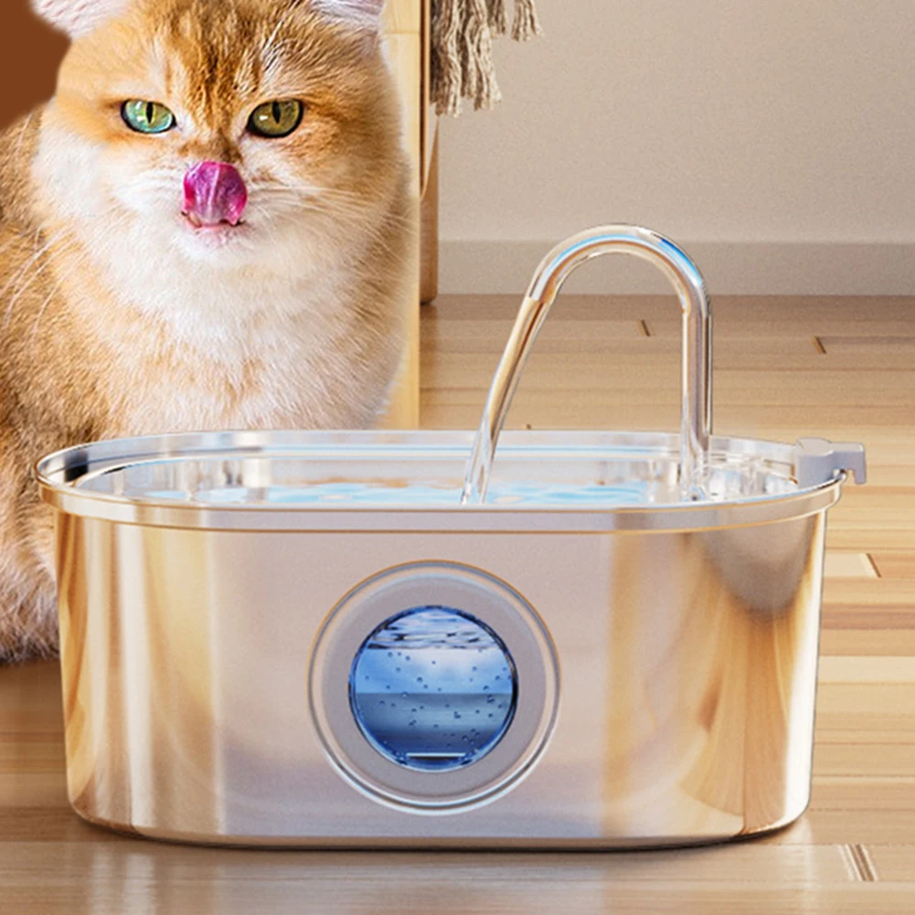 

SWEETHOME 304 Stainless Steel Cat Water Fountain With Transparent Window 1.5W Ultra-Quiet Pump 20dB Super Quiet Water Dispenser
