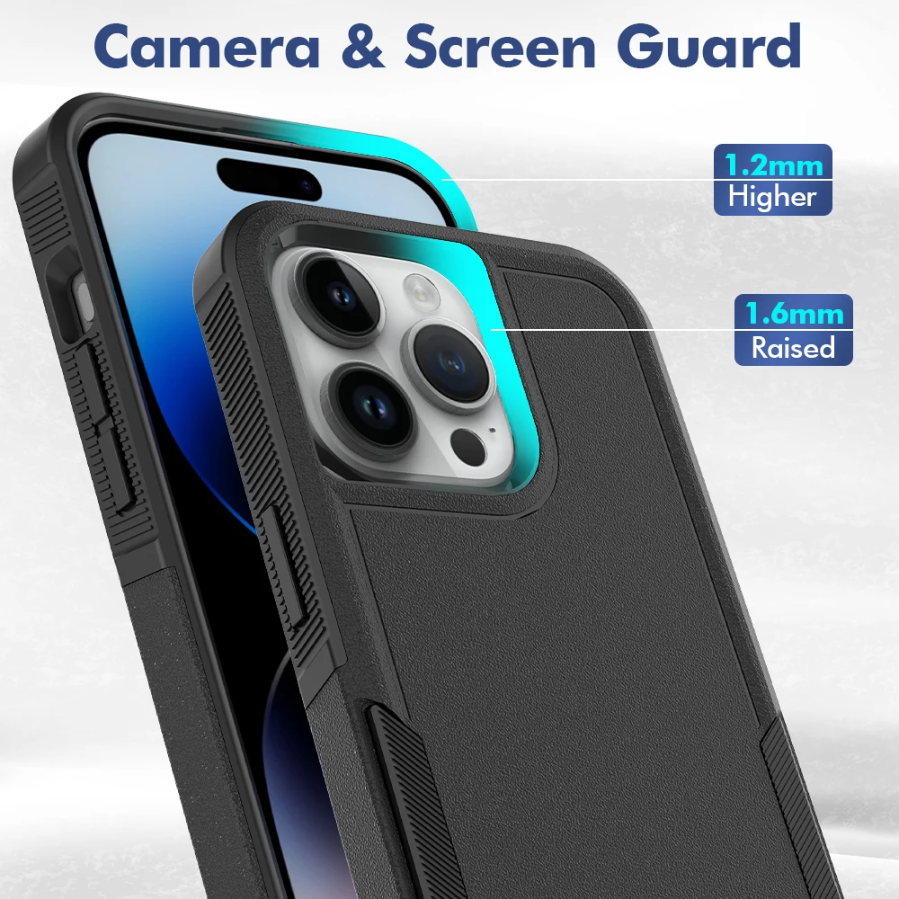 Durable Armor Shockproof TPU Bumper Phone Case with Hard Plastic Back Cover