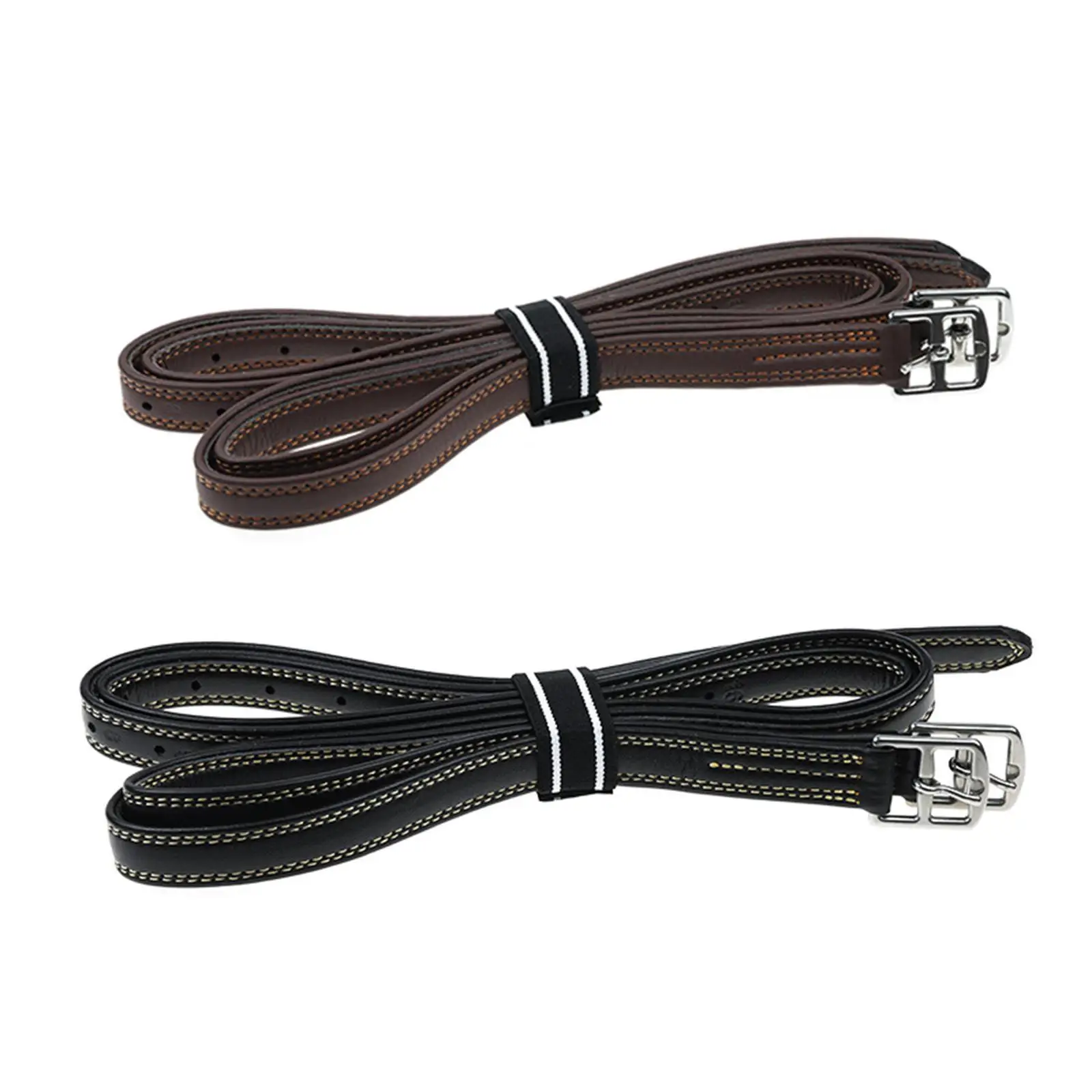 2 Pieces Stirrup Leathers with Stainless Steel Buckles 53.15inch Length Premium Accessories Adjustable Horse Riding Equipment