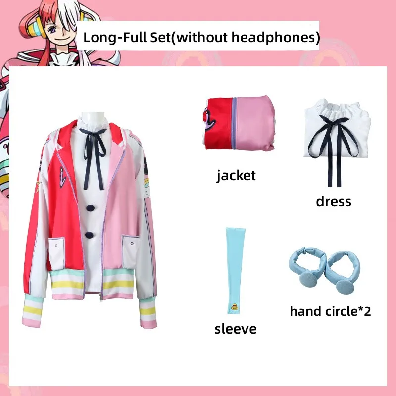 thumbnail image 1 of Disfraz de cosplay de One Piece de Uta, peluca roja de Uta, accesorios para auriculares, abrigo y blusas de The Singer Of The World, disfraces de fiesta de Halloween, 1 of 5