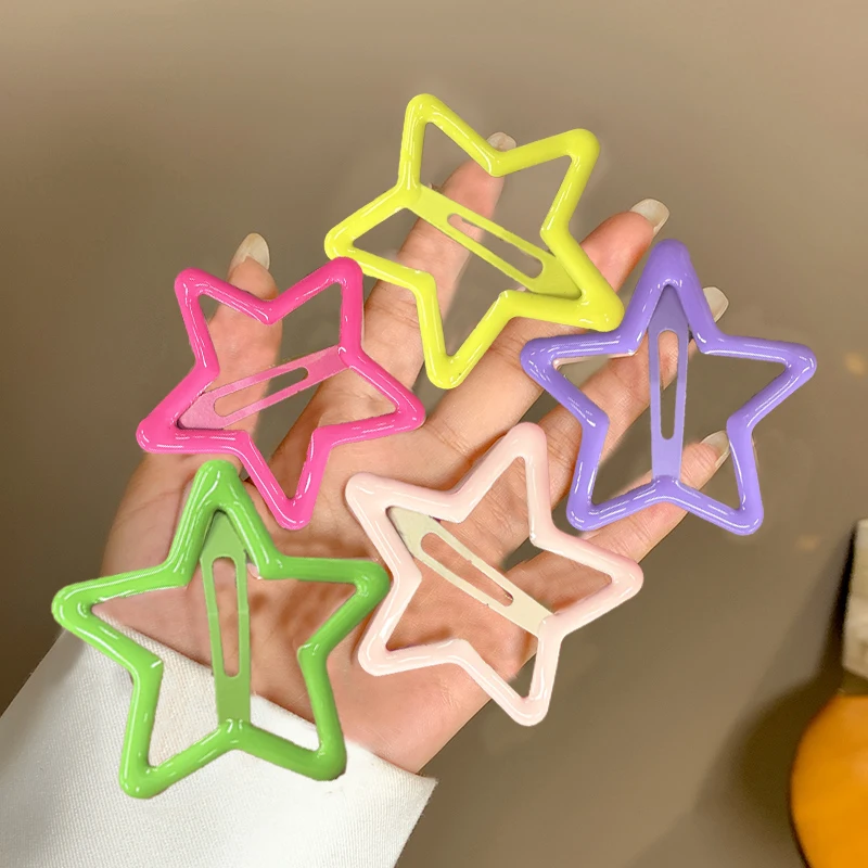 New Sweet Cool Hot Girl Five-Pointed Star Bb Clip Hairpin Cute Sweet Girl Heart Hair Clip Broken Hair Clip Simple Hair Clip
