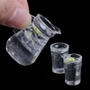 3pc/set Simulation Mini Juice Jug Cup Set Drink Milk Model Toys for Doll House Decoration 1/12 Dollhouse Furniture Accessories 1