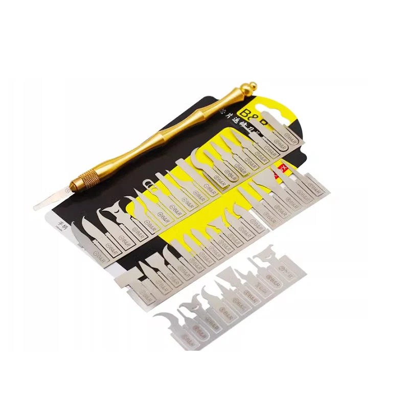 

43 In 1 BGA CPU NAND Chip Rework Blade Set For Phone Repair Multifunction Pry Knife IC Blades Kit With Titanium Alloy Handle