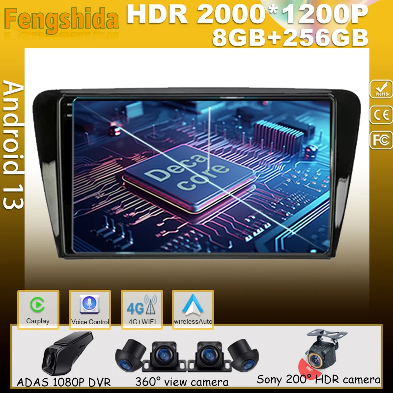 

Автомагнитола для Skoda Octavia 3 A7 2013-2018, мультимедийный стерео-проигрыватель с экраном 2DIN, DVD, видео-проигрыватель, Wi-Fi, QLED, BT