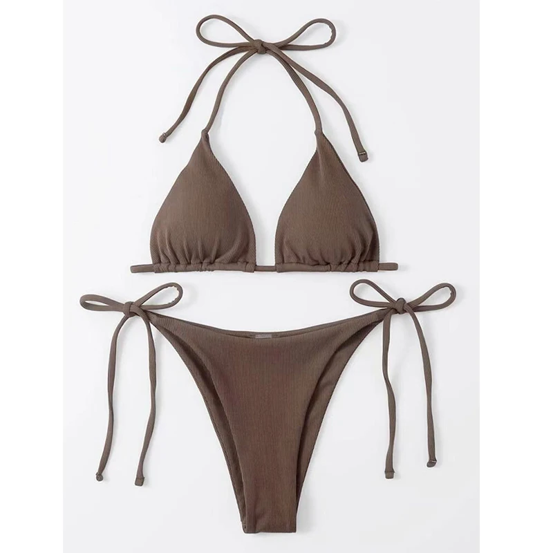 

Brazlian Swimwear Biquini Summer Sexy Solid Mirco Bikini Sets Women Tie Side G-String Thong Swimsuit Female Bandage Bathing Suit