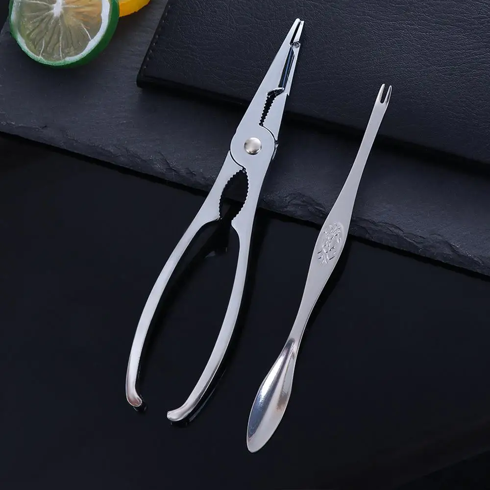 Stainless Steel Seafood Cracker Pick Fork Set crab nut sheller crab sheller seafood opener For Crab Lobster Kitchen Seafood Eating Gadgets Crackers Picks 2Pcs