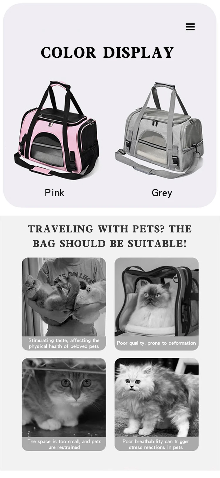 Neue tragbare Handtasche für Hunde und Katzen zum Ausgehen, einfache Schultertasche für Haustiere, faltbar, atmungsaktiv, transparent, für Katzen und Hunde – Detail 3