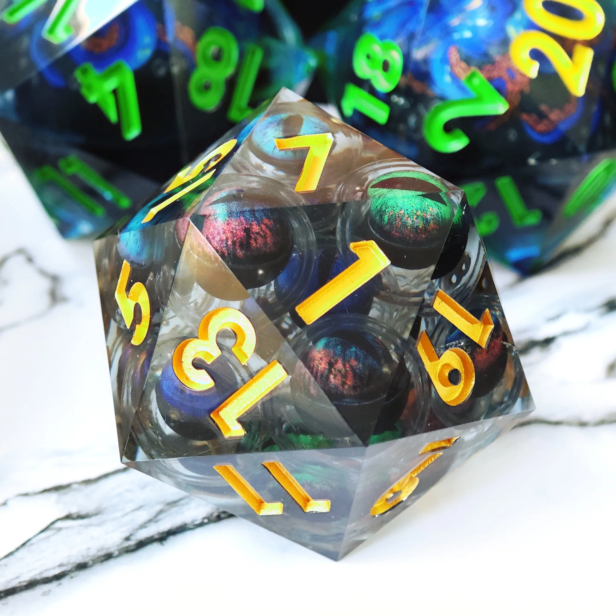 미니 플래닛 DND 50mm D20 멀티 아이볼 주사위 TRPG 던전앤드래곤 테이블탑 게임 다면체 레진 20면 주사위 D20 D&D COC