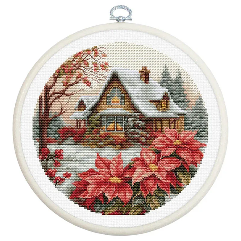 Counted Cross Stitch Kits Embroidered Home Decoration Little House in The Fores Winter cabin Luca-S BC227 cross stitch kit
