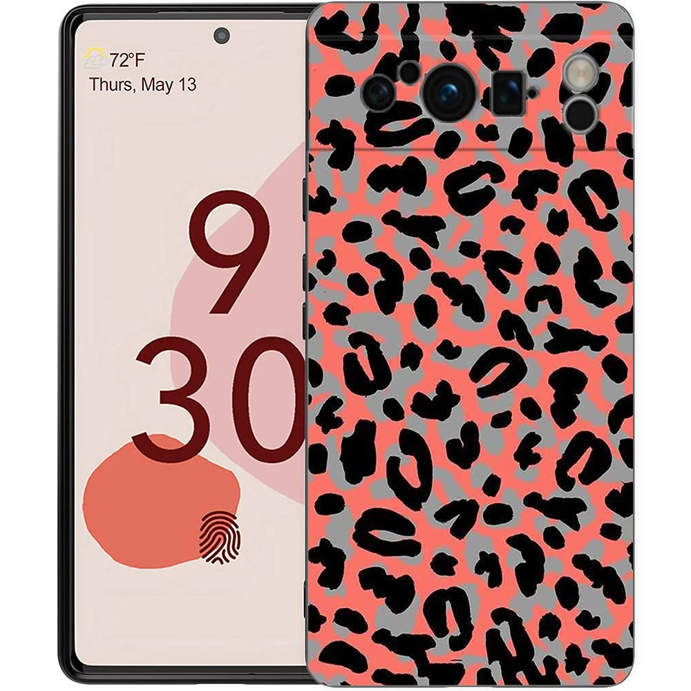 Leopard Print Pattern Soft Silicone Shockproof Phone Case - Black Cover s