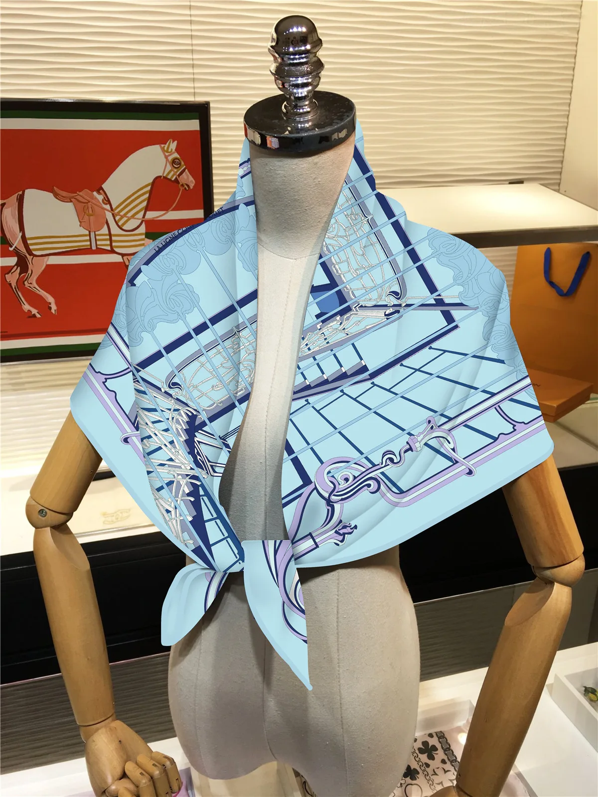 Neue 90 cm Twill Seide Schal Schal Luxus Marke Gürtel Drucken Platz Schal Frauen Hijabs Bandana Foulard Halstuch Kopf schals – Detail 5