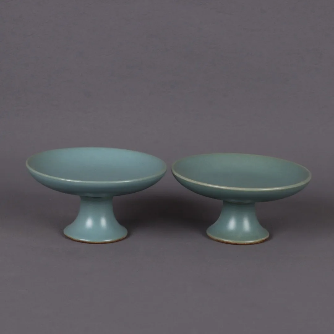 

Jingdezhen Lake Blue Glazed High Foot маленькая Фруктовая тарелка, античное фарфоровое украшение