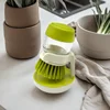 Press the self-refill cleaning brush Dishwashing brush, household non-stick dishwashing brush, with stand Kitchen cleaning produ 2