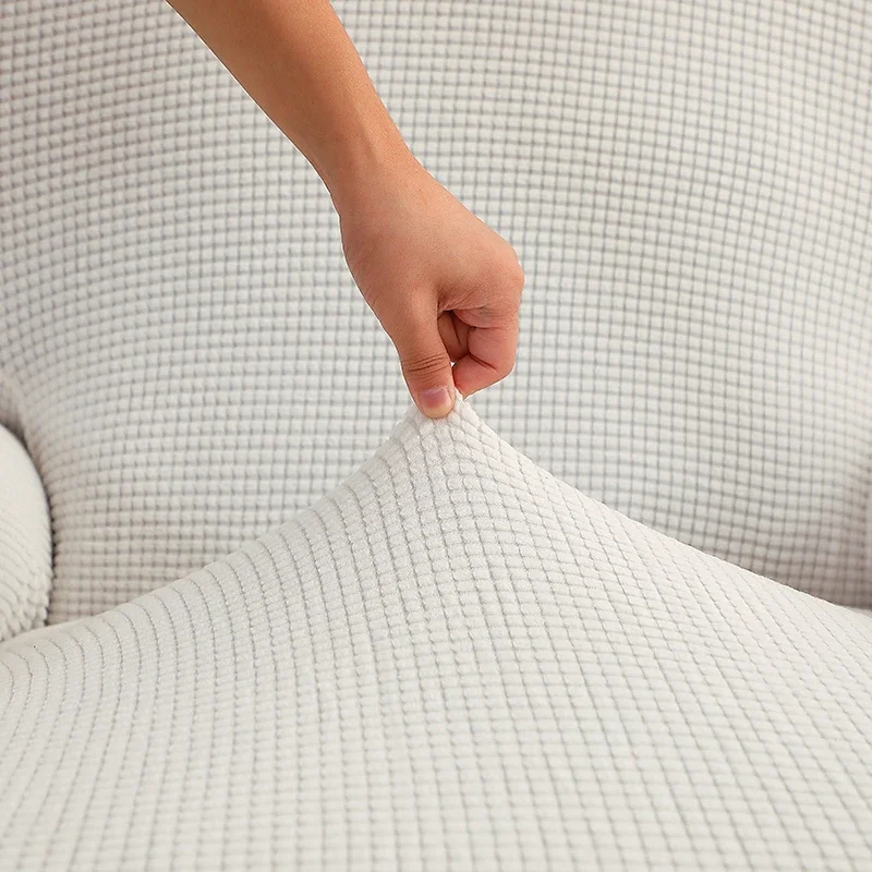 Set of Stretch Split Polar Fleece Chair Covers - Solid Color Dining Room Chair Protectors