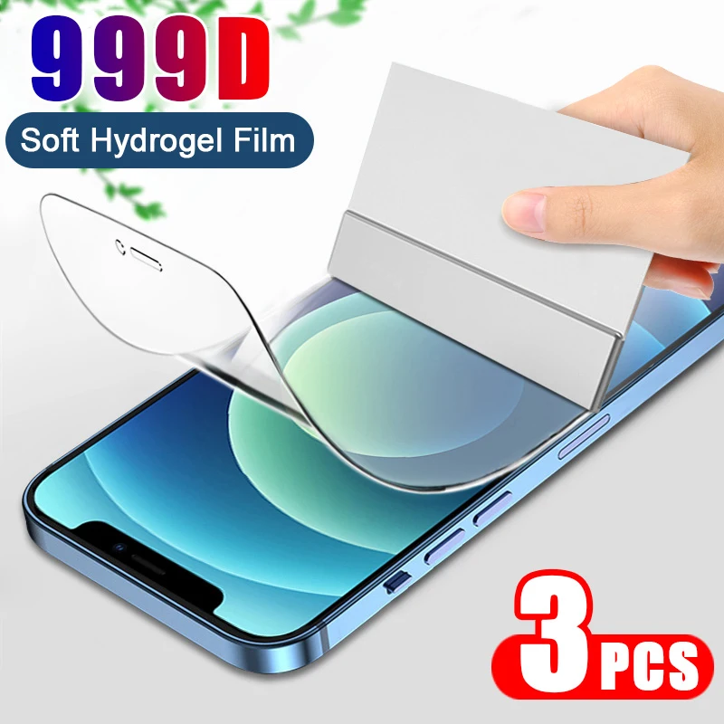 Full Coverage HD Clear Hydrogel Screen Protector Set - 3 Pack, Anti-Scratch Film