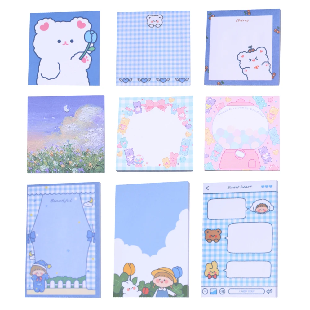 Classic Cute Kawaii Bear Memo Pads Funny Sticky Notes Writing Post Notepads Kids Teacher Girl Aesthetic Stationery Diary Planner 80 sheets novelty cute sticky notes candy bear kawaii aesthetic memo pads writing journaling post notepads office stationery tab