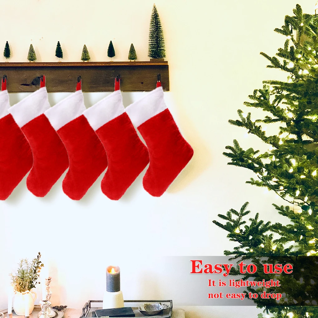 Christmas stockings 6Pcs plush hanging socks portable fireplace ornament Xmas tree decor large capacity for Christmas