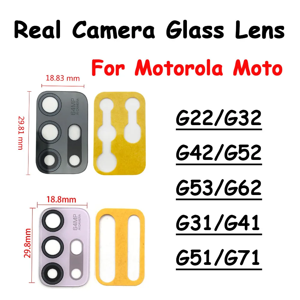 

50Pcs Original For Motorola Moto G22 G23 G42 G52 G53 G30 G50 G60 G62 G71 Back Rear Camera Glass Lens + Glue Adhesive Sticker