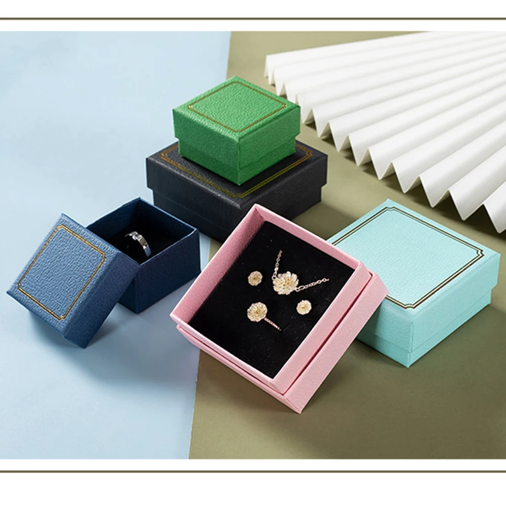 24pcs Kraft Paper Cardboard Jewelry Boxes Storage Display Carrying Box For Necklaces Bracelets Earrings Rings Square Rectangle
